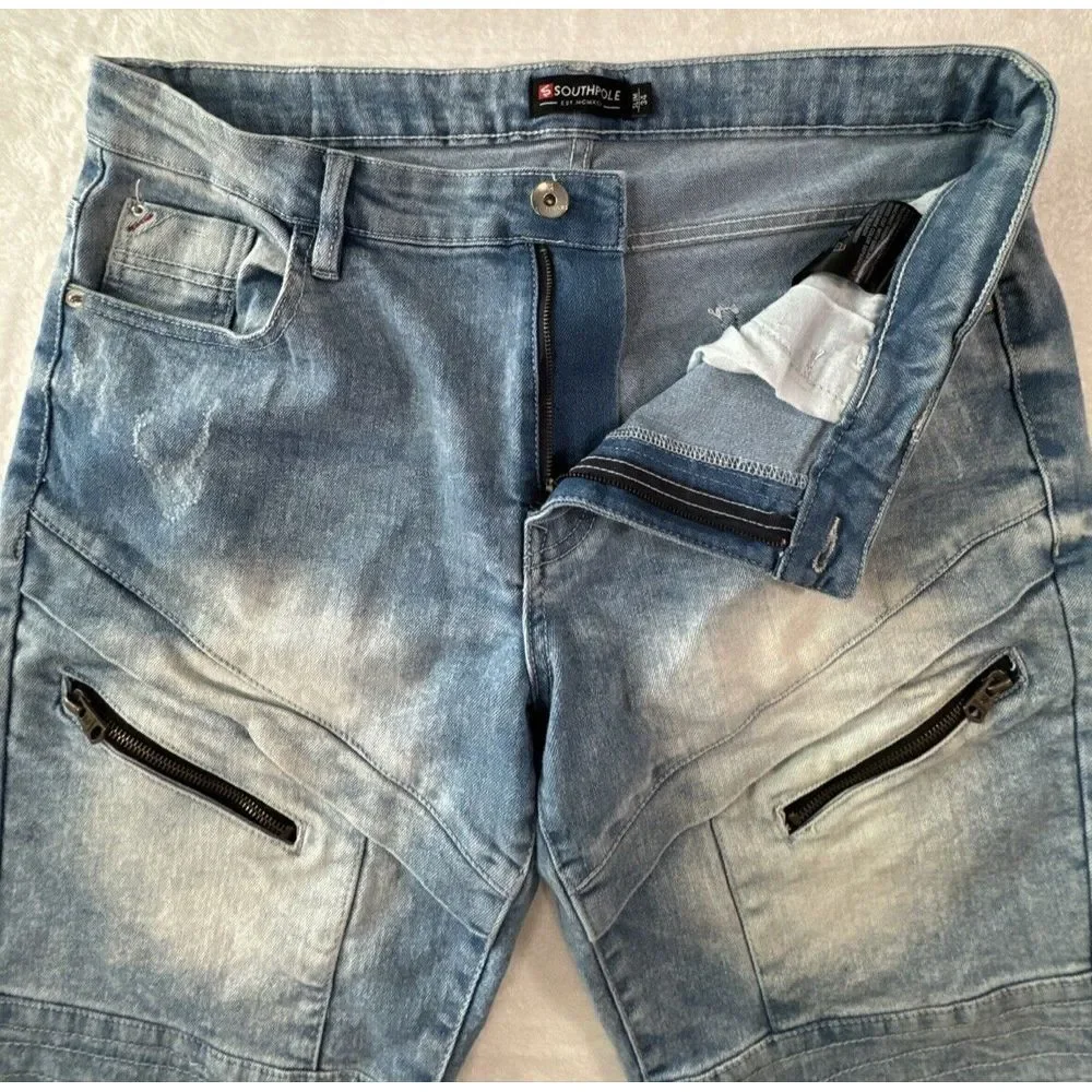 South Pole Shorts Mens 34 (Fits 36)‎ Slim Fit Jean Denim Jorts Faded Y2K 00s VTG